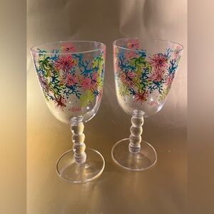 Lilly Pulitzer Acrylic Wine Glasses - Set of 2 Drinkware Plastic Beach